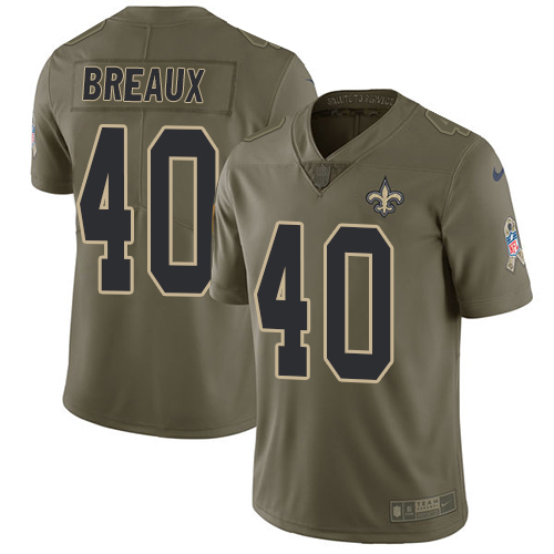 Nike Saints #40 Delvin Breaux Olive Men's Stitched NFL Limited Salute To Service Jersey - Click Image to Close